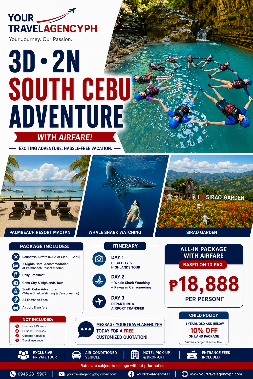 3D2N South Cebu Adventure package poster